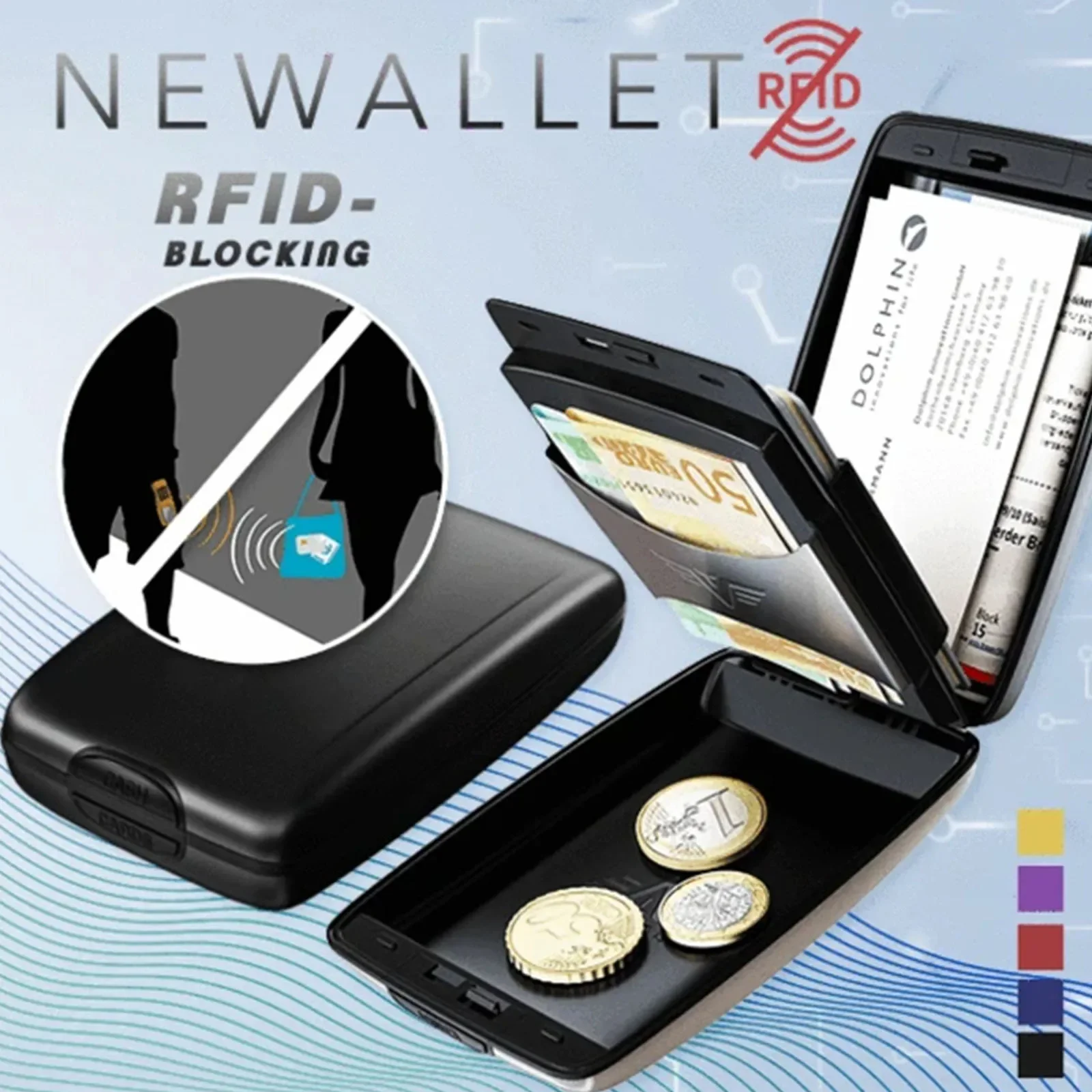 1pc Aluminum Alloy Electronics Organizer Bag Prevents RFID Scanning