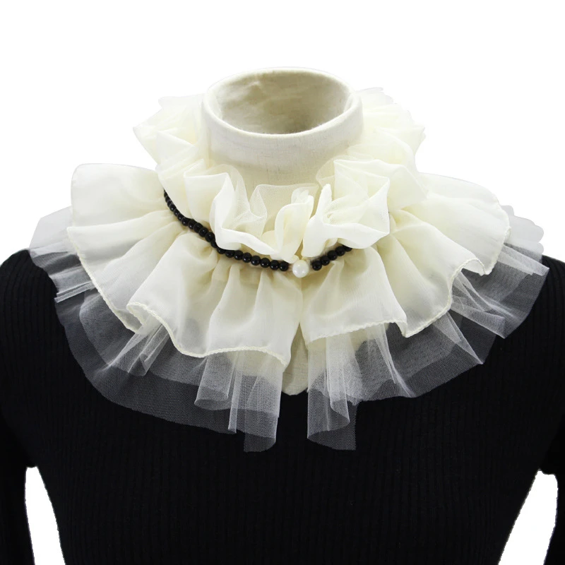 Damen Rüschen Stehen Hemd Schal Gefälschte Kragen Pullover Dekorative Kragen Abnehmbare Spitze Bluse Puppe Kragen Krawatte Für Frauen