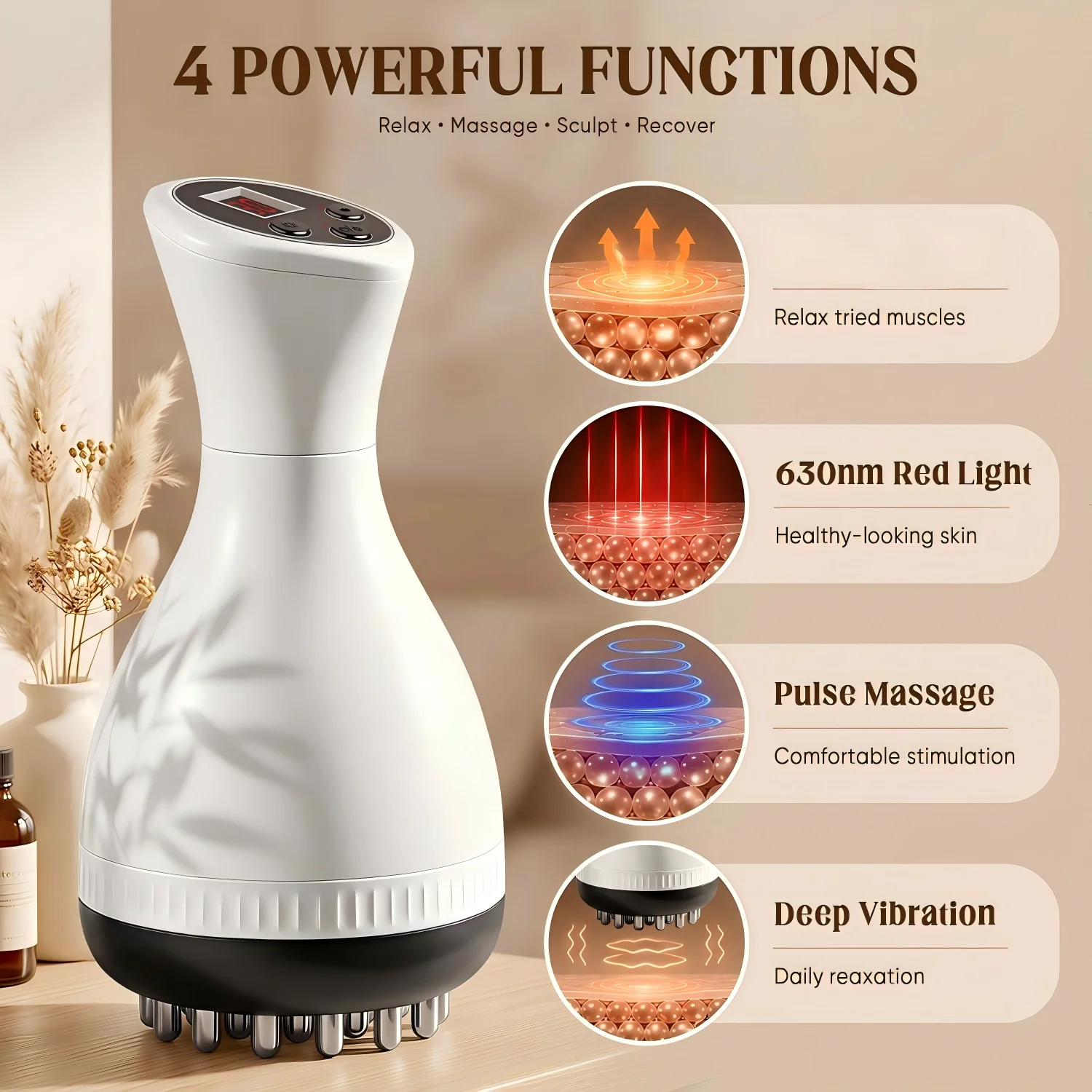 Electric Meridian Brush GuaSha Lymphatic Drainage Massager Anti Cellulite Massage Tool Body Sculpting Machine for Leg Arm Belly - immagine 2