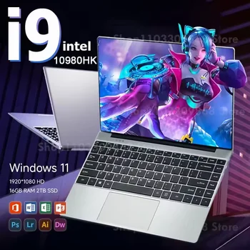 2026 New Portable Notebook Windows 11 14.1 Inch Gaming Computer PC Gamer Intel Core I9 10980HK Laptops I9 Study Work PC 1