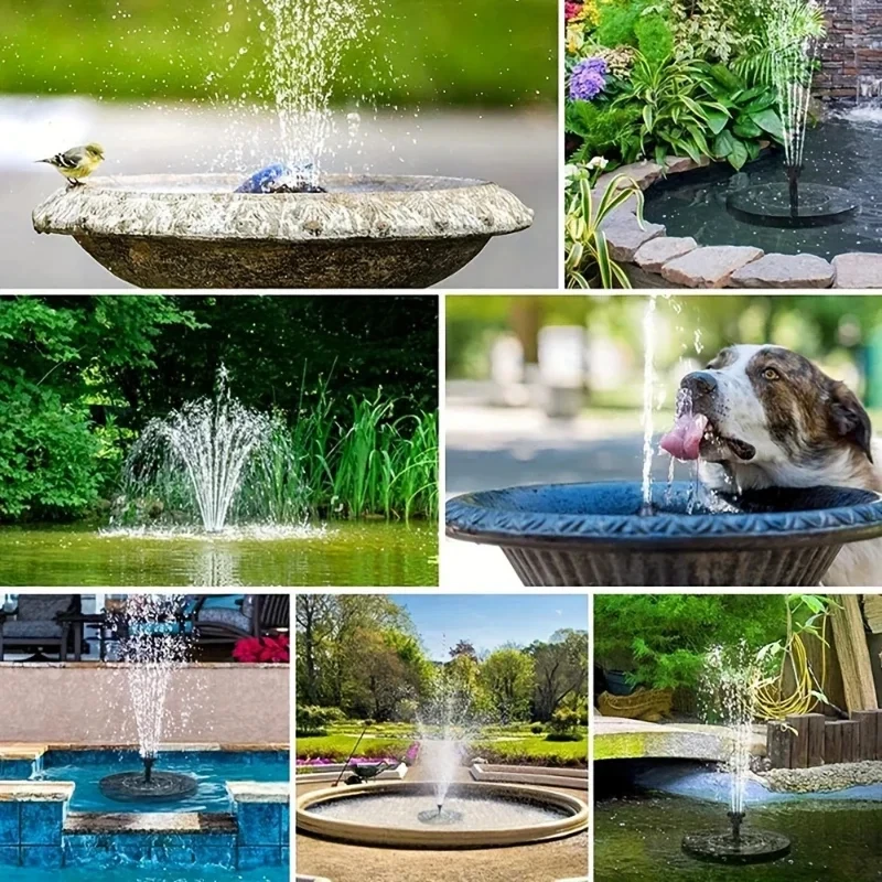 Solar Fountain 1W/1.4W/2.5W solar fountain with 6 nozzles suitable for gardens bird baths ponds swimming pools outdoor and backyard aquariums solar fountain solar fountain pump water fountain garden pond fountain solar water pump bird bath bird bath supplies fountain nozzles