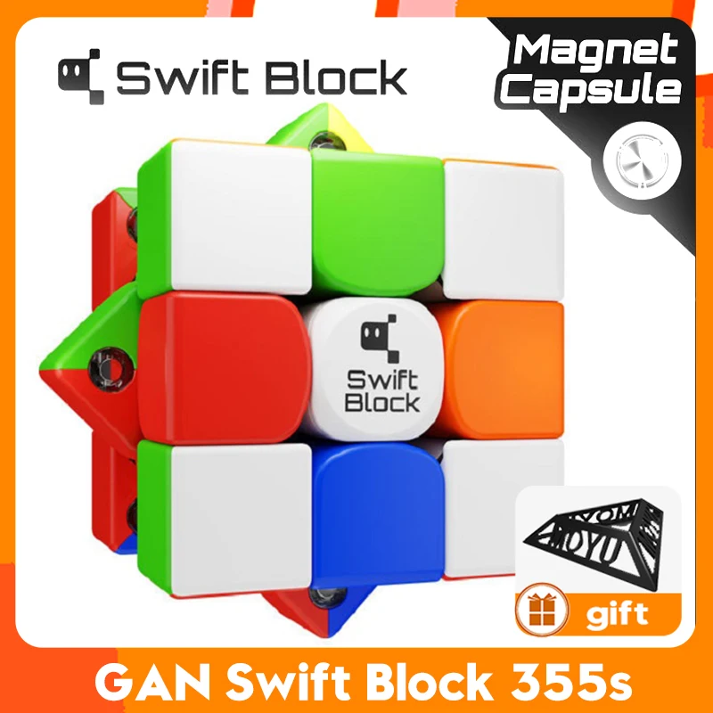 [GAN Swift Block 355S Magnetic 3x3 ] Speed Cube for Beginners Kids Toy Cubo Magico 5 pieces adjustable aluminum base sign holder number price label card cube tags jewelry dollar price display cube block kit