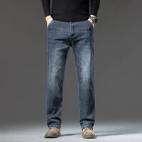 Men's Jeans 2024 New Simple and Versatile Diagonal Pocket Design Loose Straight Business Men's Clothing Business Trousers 2