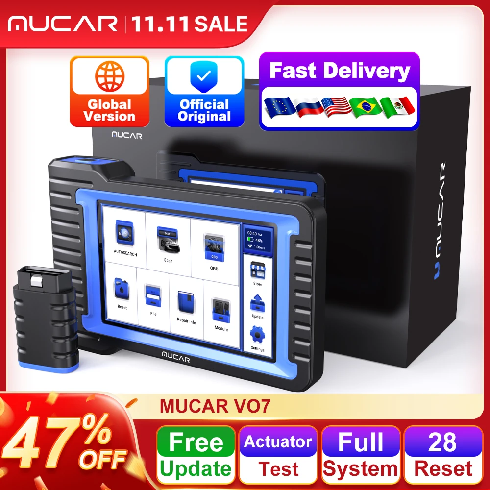 Automotive diagnostic scanner MUCAR VO7 Automotive OBD2 Scanner Professional ECU Coding Bidirectional Test Full System Code 28 Reset Car Diagnosis Tools