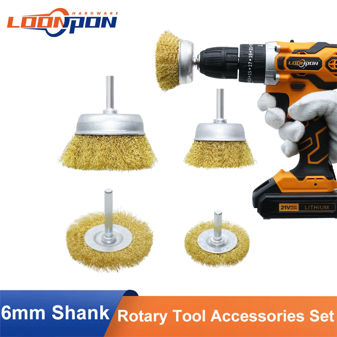 Loonpon 6mm 1/4 "Schaft draht bürste Rad becher bürstens atz Draht bürste für Bohr rotations werkzeuge Metall Rosten tfernungs polier bürste