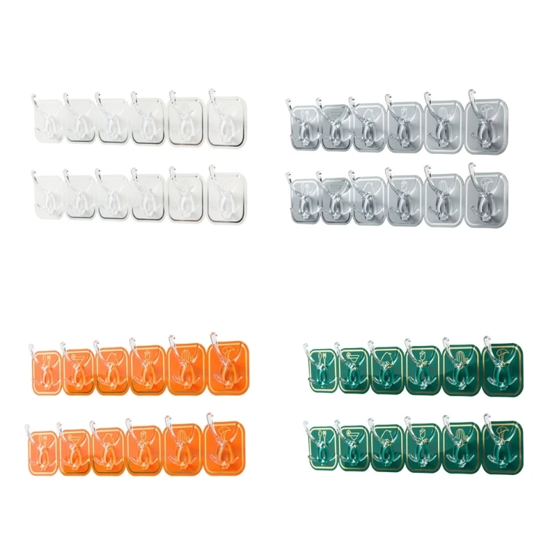

6 Continuous Hook Transparent Wall Hooks Strong Self Adhesive Door Wall Hangers Hook Home Storage Hooks Suction Cup Rack