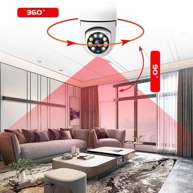 Bulb 3MP Wifi Surveillance Camera Automatic Human Tracking 4X Digital Zoom Full Color Night Vision Indoor Security Monitor 2