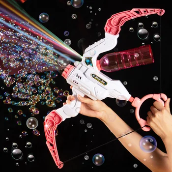 2in1 Electric Bubble Machine Bow and Arrow Automatic Bubble Blower Soap Bubbles Bazooka Maker Water Gun Seifenblasen Outdoor Toy