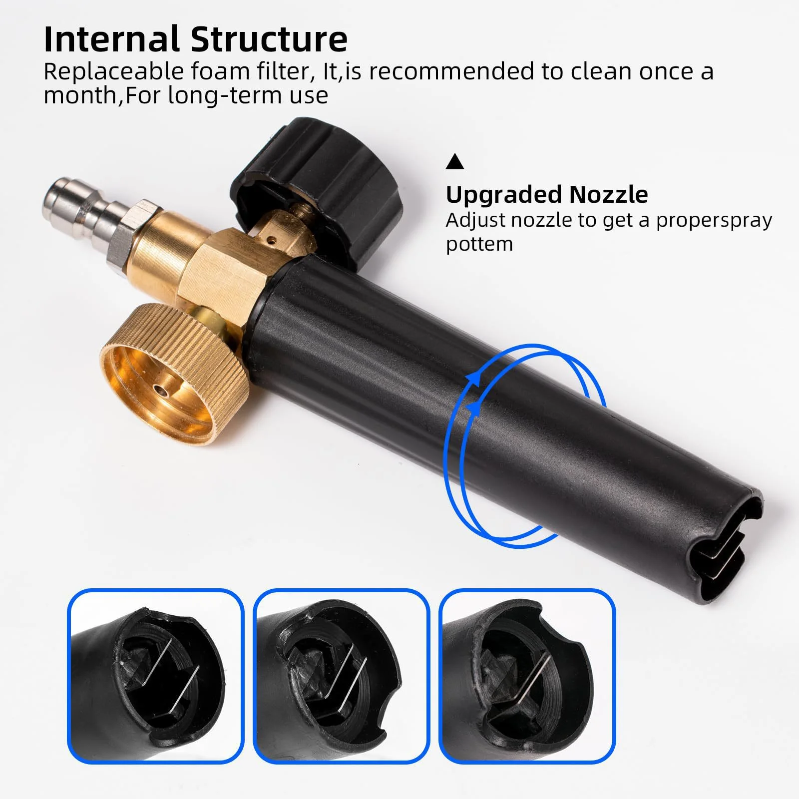 300 bar High - Pressure Washer - 1L Foam Cannon, 5 Nozzles, M22 - 14 Connection, 1/4 Quick Connect 5