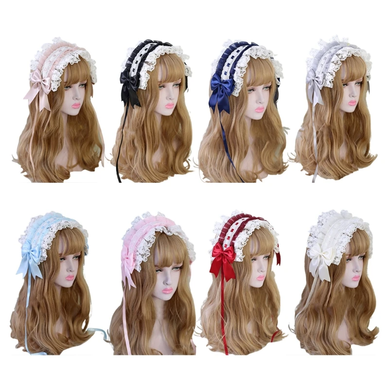 

Gothic Headdress Maid Star Lace Hair Accessories Cosplay Headbands Sweet Ruffled Ribbon Bowknot Hairband Hairpins