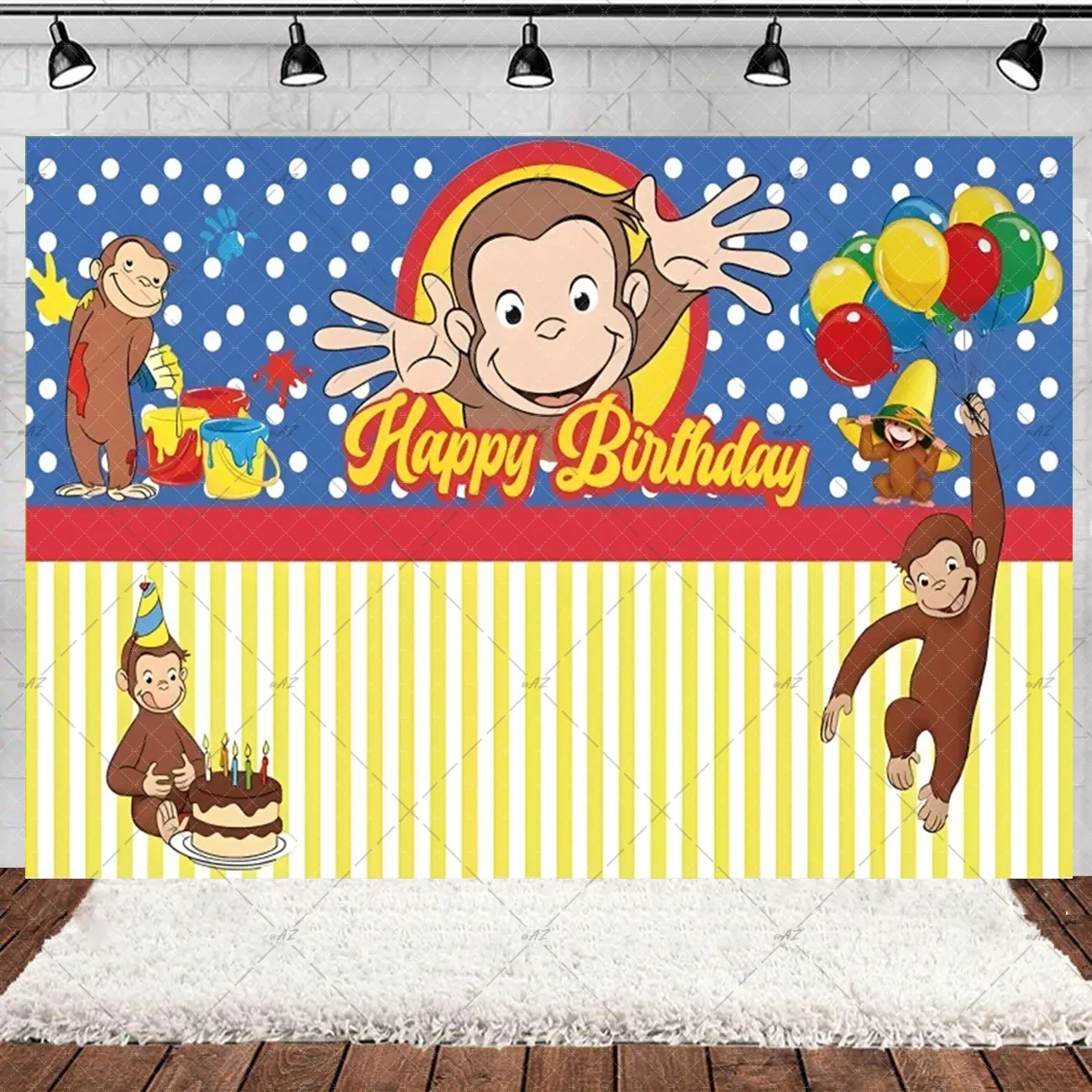 Cartoon Nette George Affe Thema Hintergrund Kinder Geburtstag Party Dekorationen Baby Dusche Liefert Foto Studio Requisiten Kind Spielzeug Geschenk – Detail 6