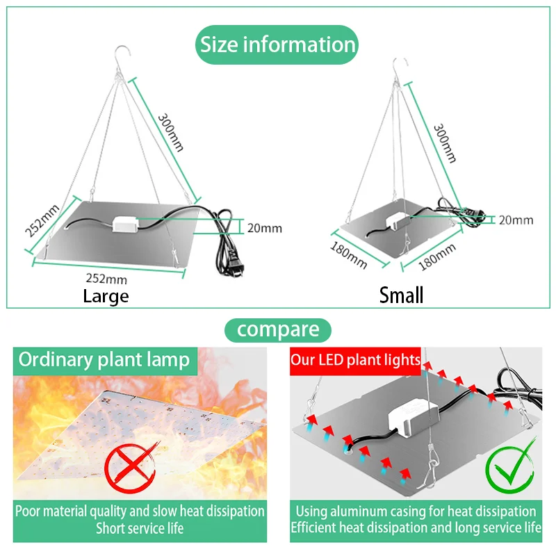 LED Grow Light 1000W/2000W Full Spectrum Hydroponic Growing Lamp Indoor Ultrathin Panel