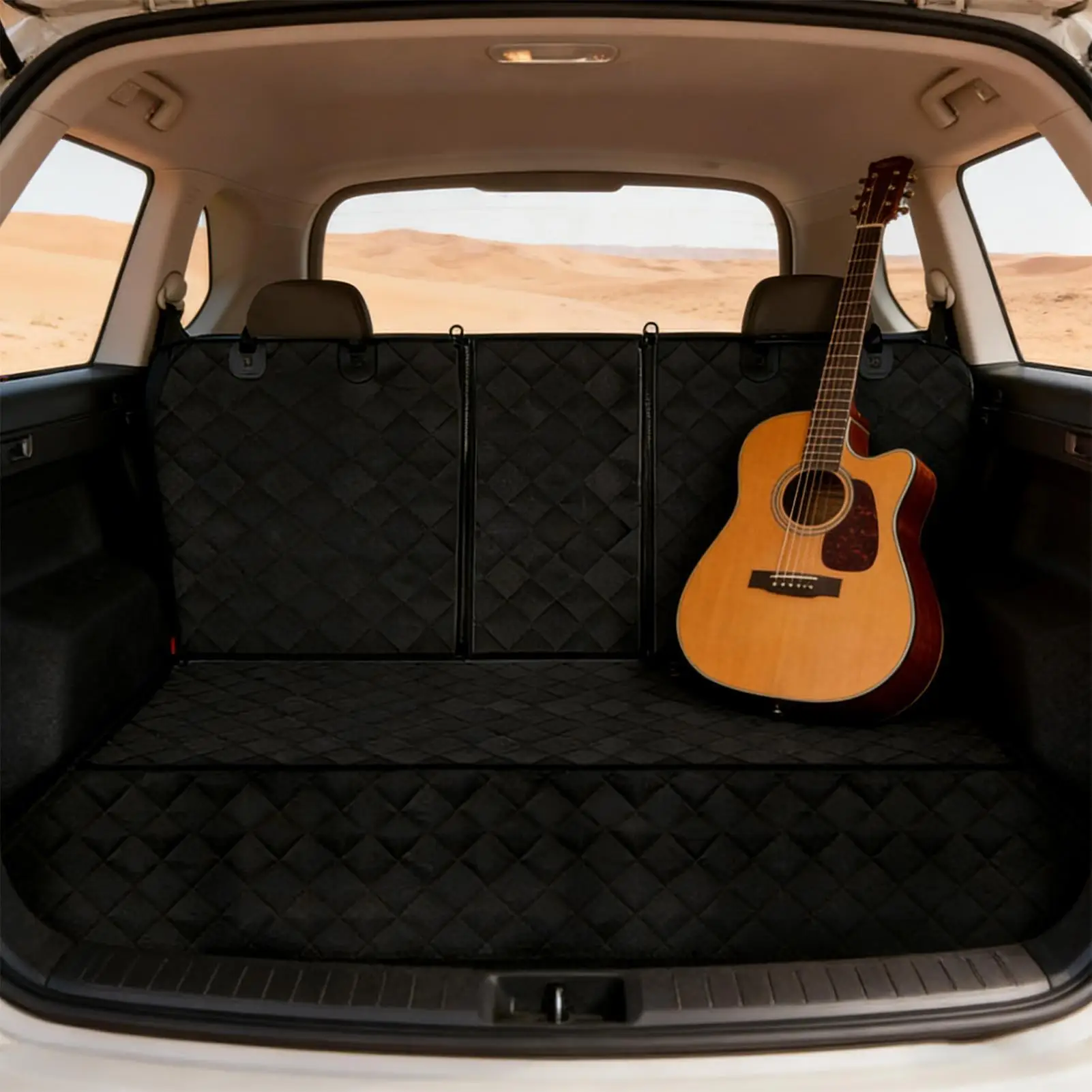 방수 강아지 시트 커버 (이중 지퍼 & 조절 가능한 스트랩 포함) 자동차 내부 액세서리용 풀 커버리지 뒷좌석 보호대