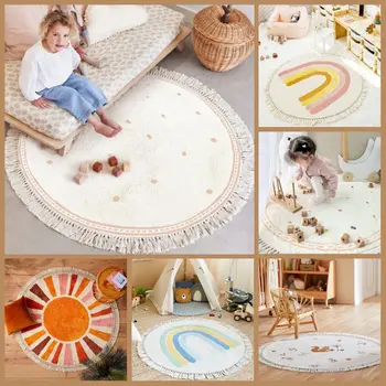 Round Fluffy Tassel Rug 1