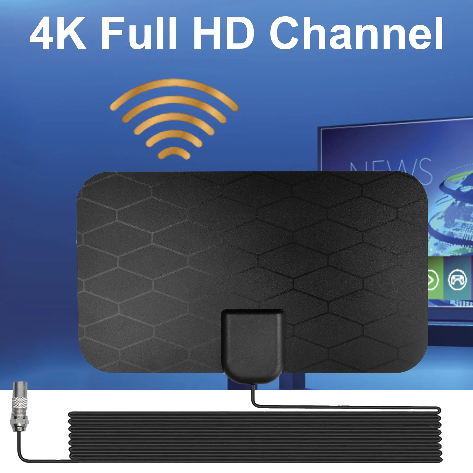 Radio Antenna 4K High Gain Grid Digital TV Antenna EU Plug Indoor TV Antenna HD