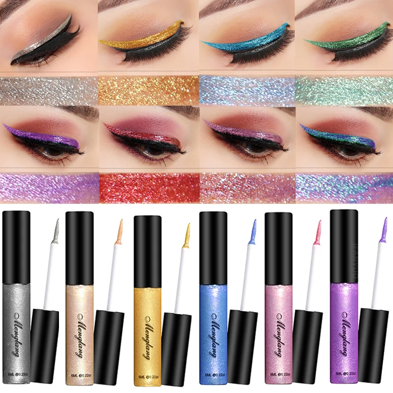 

13 Colors Pearlescent Diamond Eye Shadow Liquid Sequins Smooth Shiny Eye Liners Liquid Glitter Eyeliner Cosmetics