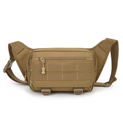 Men's Waterproof Tactical Nylon Waist Bag - Large Capacity Crossbody for Hiking, Sports, and Travel (Khaki)