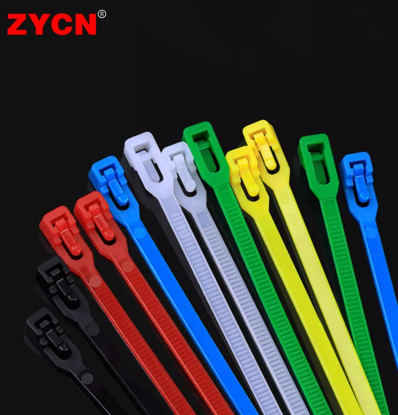 Releasable Cable Tie 100Pcs 4/5x150mm/200mm Plastics Reusable Loop Wrap Nylon Zip Bundle Strap Buckle Slipknot