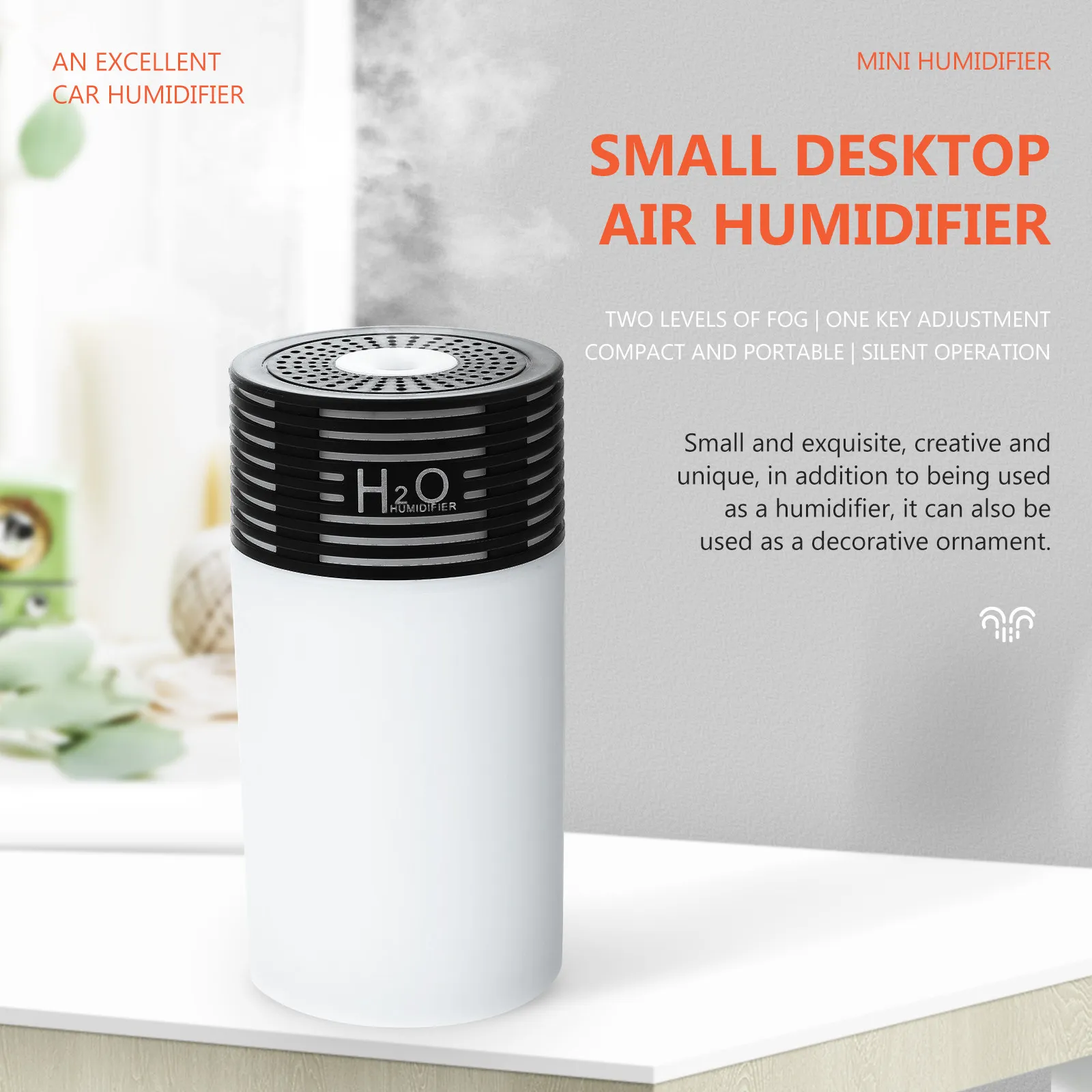 1세트 차량용 가습기 미니 USB 무소음 휴대용 분무식 가습기 가정 사무실 책상 장식 미스트 분사기 아로마 디퓨저