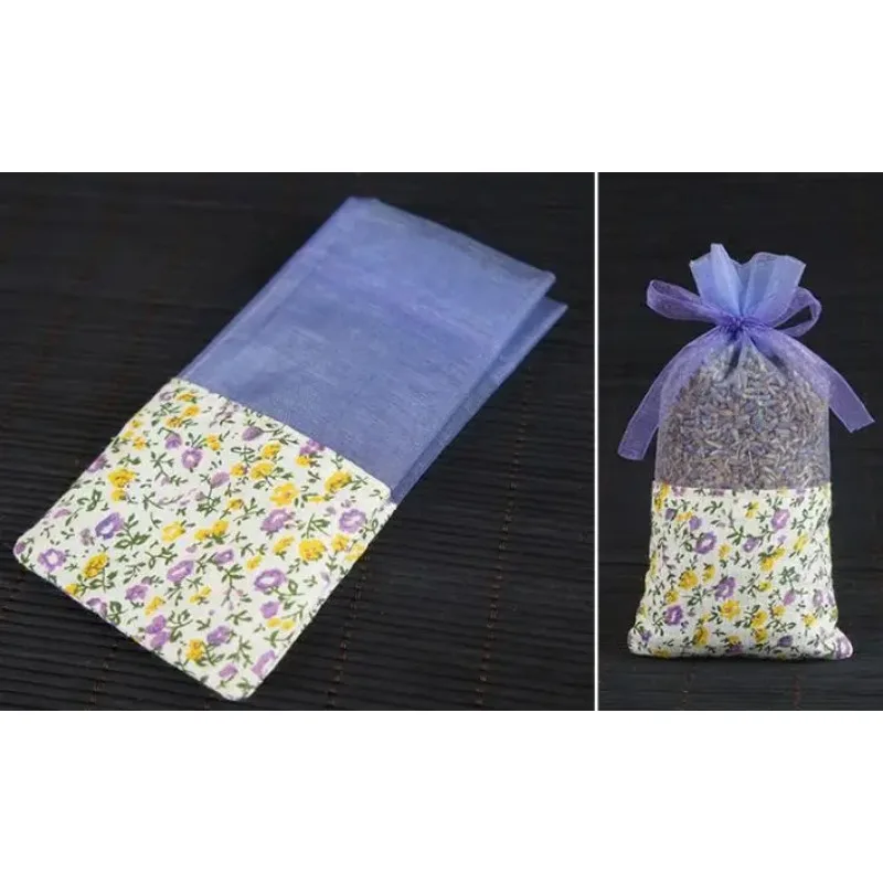 100pcs Light purple small floral flower bag wardrobe sachet mesh cotton cloth bag car aromatherapy custom