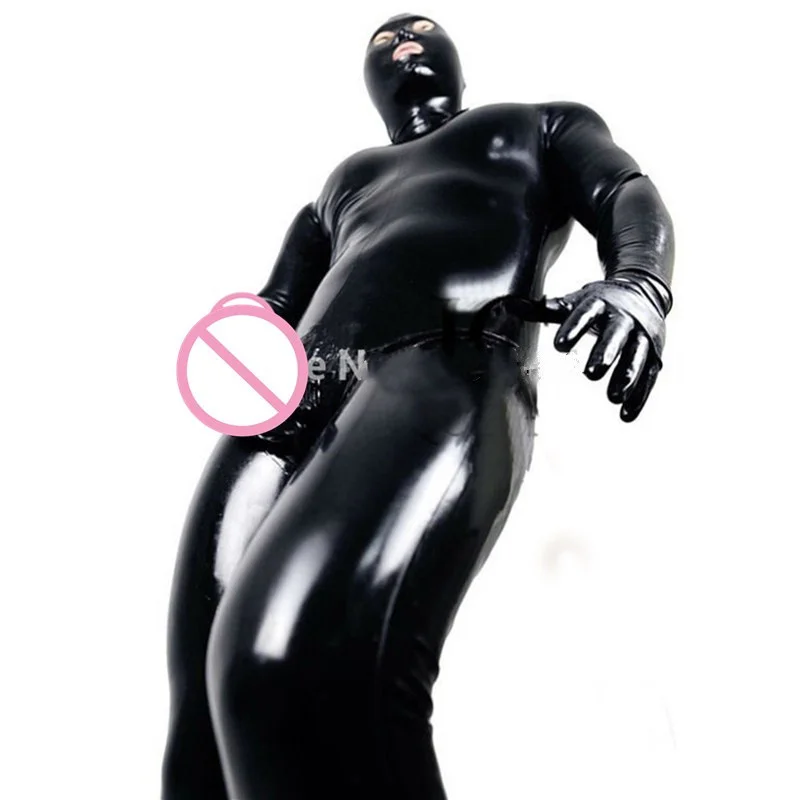 

Men Shiny Full Body Cover Bodysuit Sexy Wetlook Faux Leather Night Club Jumpsuit Adult Latex PVC Catsuit Zipper Erotic Wear