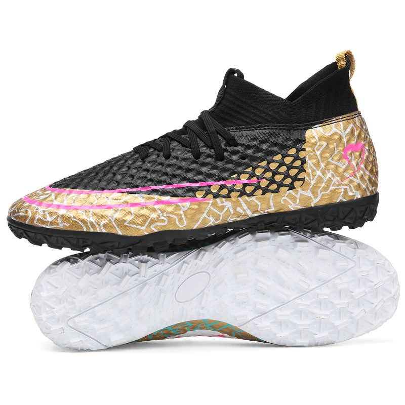 Hot Sale Mens Soccer Cleats High Ankle Football Shoes Long Spikes