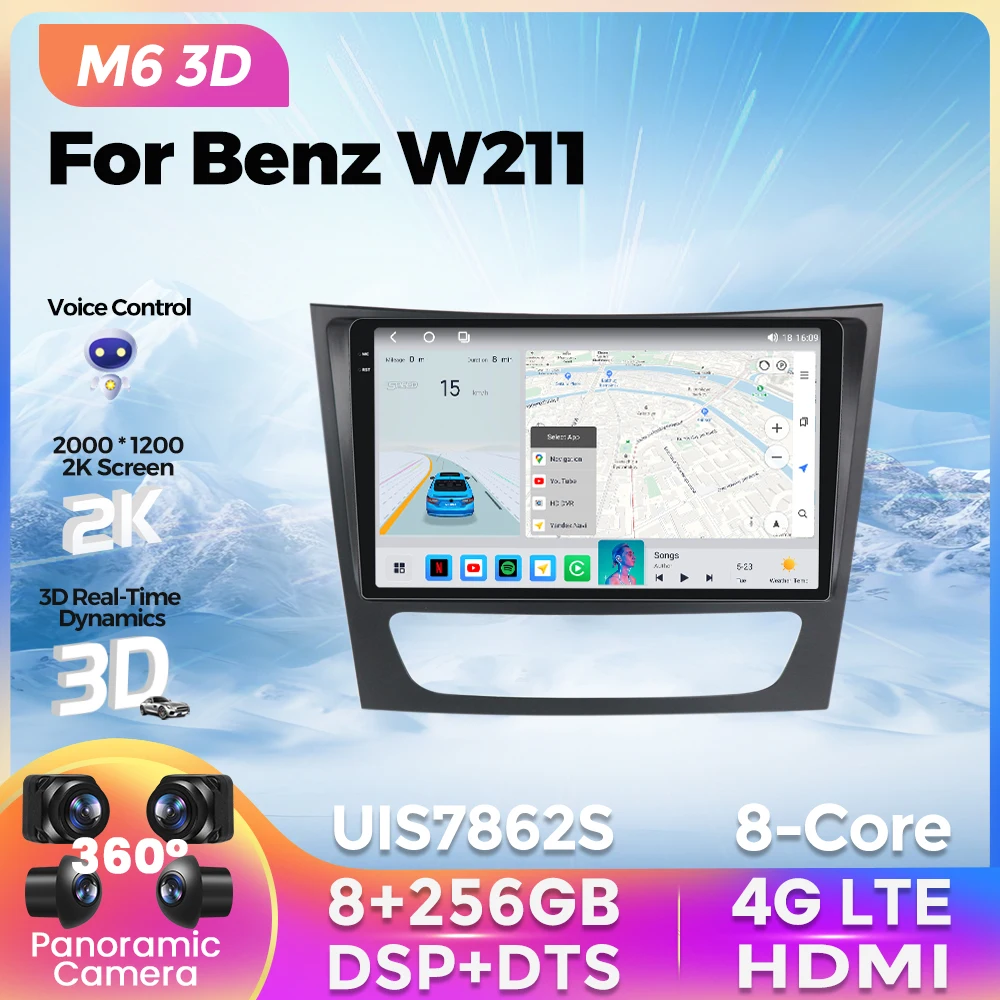 

2K QLED новейший Android автомобильный плеер для Mercedes Benz W211 E300 2002 - 2010 GPS беспроводной Carplay Авто 4G LTE Wifi 2Din головное устройство