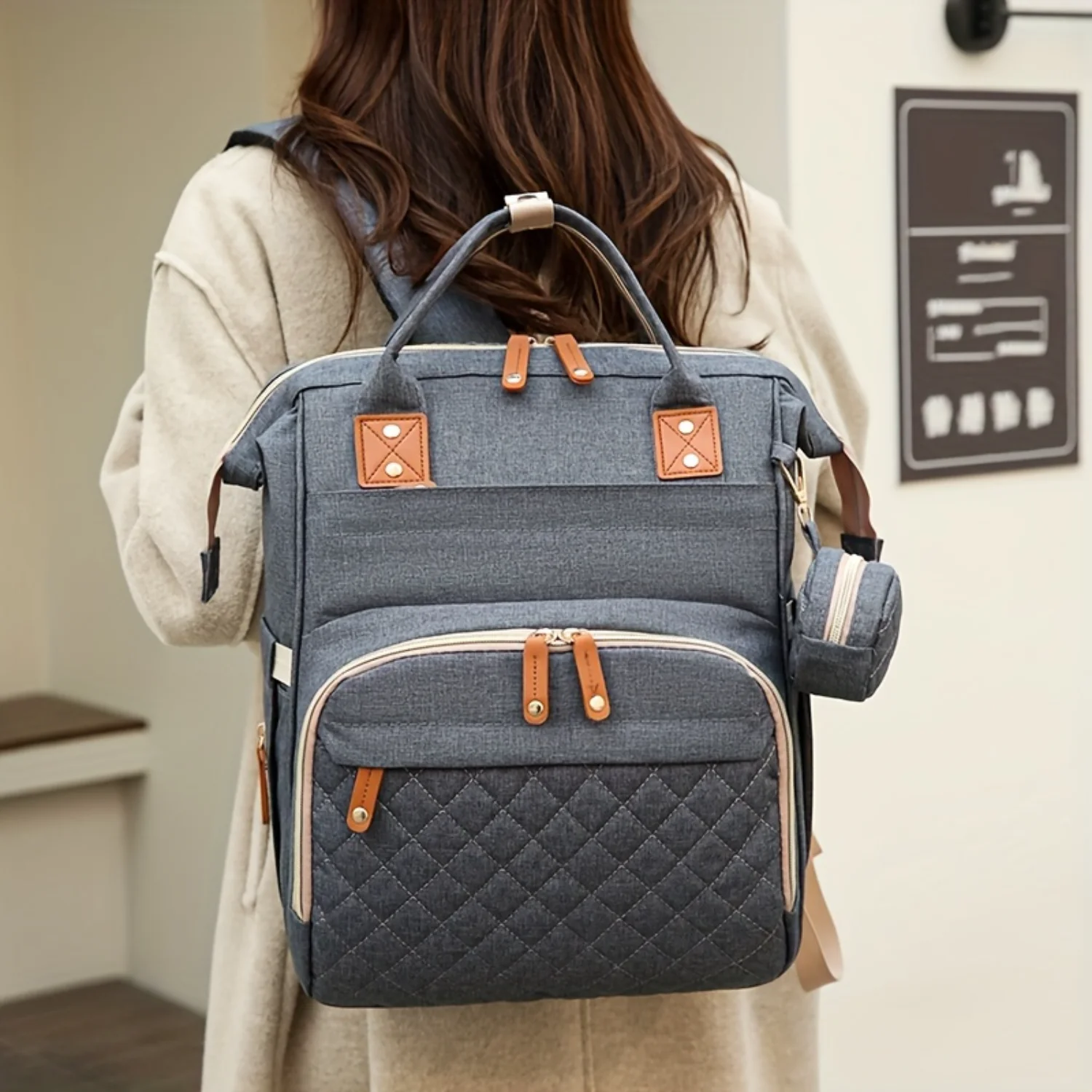 New Multi-Functional Large Capacity Mommy Backpack, Portable Nylon Diaper Bag, Convenient Lightweight Backpack