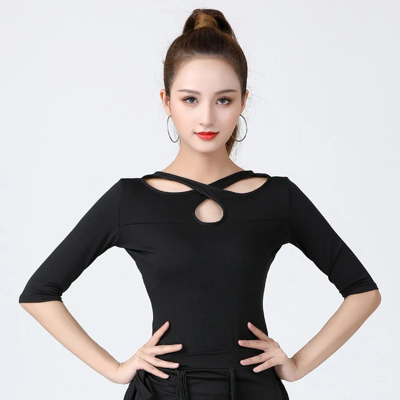 

Latin Dance Woman Fashion Top Exercise Clothes Ballroom Dancewear Waltz Modern Dancing Female Adult Performance Practice Shirt