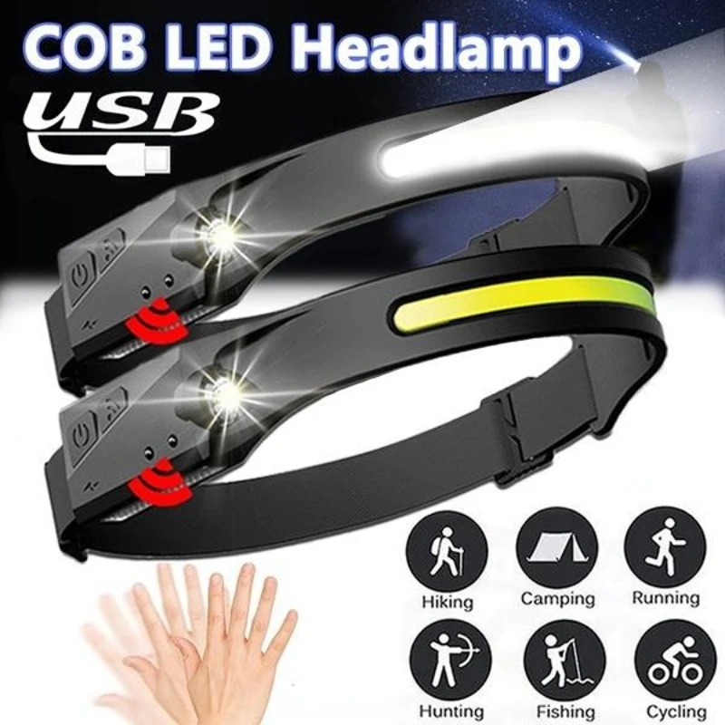

Fishing Waterproof Induction Enabled Rechargeable LED Headlamp with Bright Flashlight for Outdoor Sports Camping Cycling Hiking