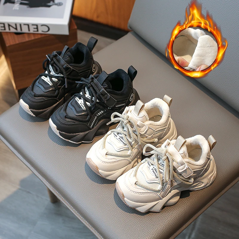 

Children Sports Shoes 2023 Fashion Warm Wide Girls Boys Pu Mesh Plush Breathable Rubber Sneakers Kids Casual Shoe Baby Shoes