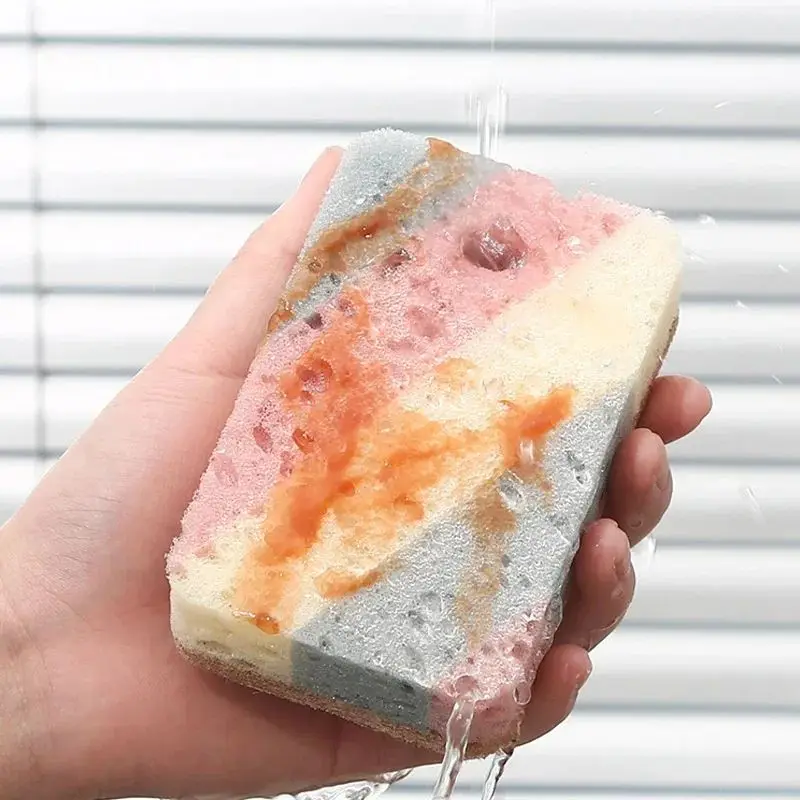 5pcs Kitchen Double-sided Cleaning Sponge, Dishwashing and Stain Removal Sponge, Wiping Cloth, Cleaning Tool