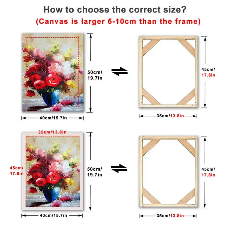 Wood Frame DIY Natural Wall Canvas Frame Diamond Painting Large Size Picture Poster Home Decor