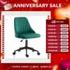 Vinsetto Mid-Back Office Chair, Velvet Fabric Swivel Scallop Shape Computer Desk Chair for Home Office or Bedroom, Green 1