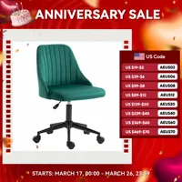 Vinsetto Mid-Back Office Chair, Velvet Fabric Swivel Scallop Shape Computer Desk Chair for Home Office or Bedroom, Green 1