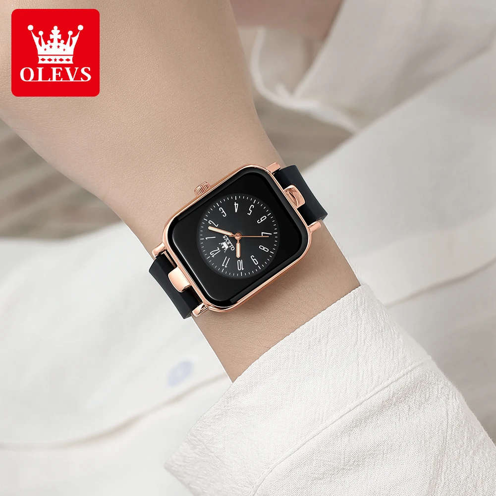 OLEVS 9961 Quartz Watch For Women Fashion Number Scale Ladies Wristwatch Original Waterproof Silicone Strap Top Brand Watches