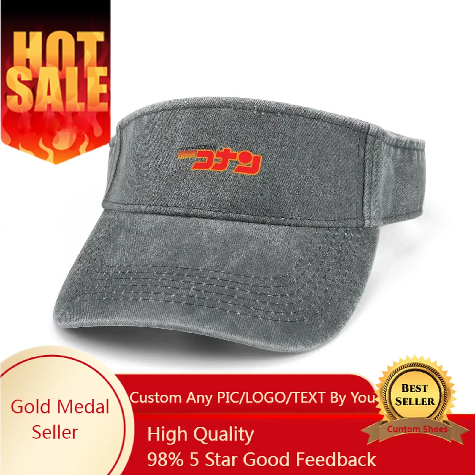 

Anime Detective Conan Cartoon Sun Visor Leaky Top Cowboy Hats Mens Womens Sports Baseball Tennis Golf Caps Open Top Custom Hat