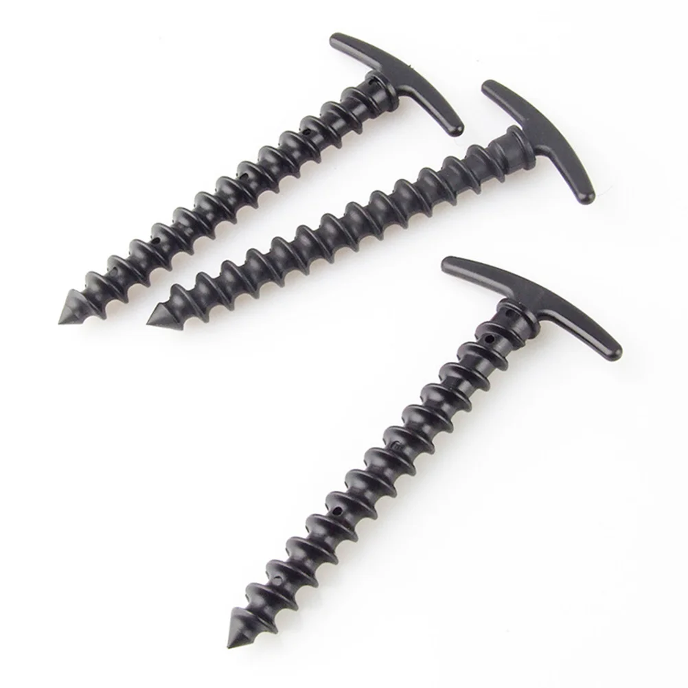 

4 PCS 145cm Outdoor Camping Tentsssss Screw Nylon Luminous Stakes Pegs Heavy Duty Tentsssss Nails (Black)