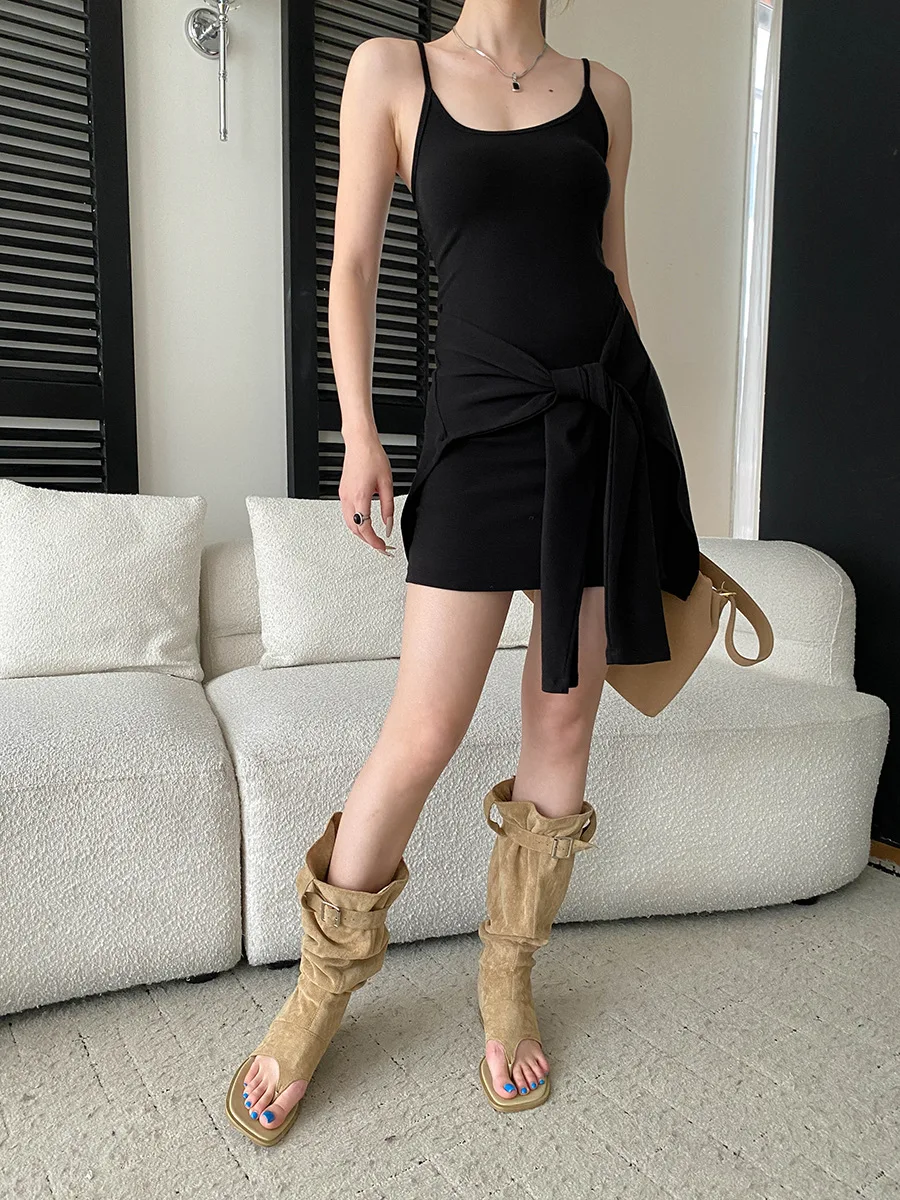 Modisches, zweiteiliges Damenkleid mit Taillengürtel und schmaler Passform für Frühling und Sommer – Detail 8