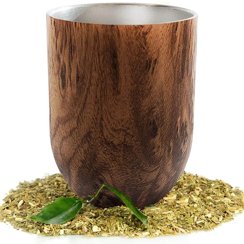 Stainless Coffee Gourd Tea Cup Set 12Oz Double-Wall Mate Water with Lid 1 Bombillas Straws Filter Spoon&Brush yerba mate cup