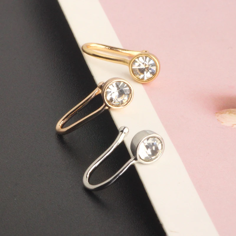 Fake Septum Fake Nose Ring Fake Nose Cuff U Shape Nose Ring Fake Nose Piercing for Women 3 color cz gem body piercing