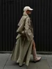 Elegant Women's Woolen Overcoat With Belt Street Lapel Double Breasted Full Sleeve Long Coat 2024 Autumn Lady Loose Outwear New 6
