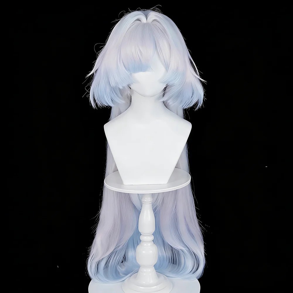 Generic Silver Blue Gradient Long Synthetic Wig for Cosplay Events