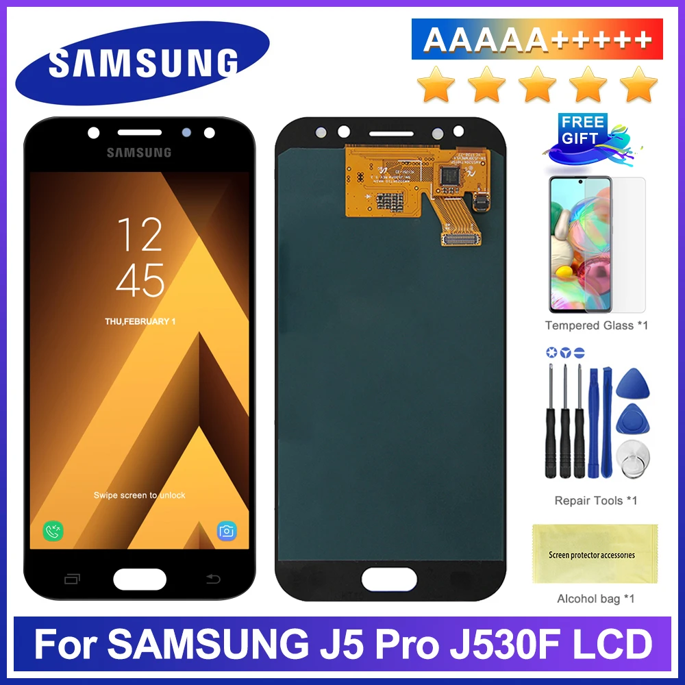 5 2 Original J530 Lcd For Samsung Galaxy J5 17 J530f Lcd Display Touch Screen Digitizer Assembly Brightness Adjustment J530m Mobile Phone Lcd Screens Aliexpress