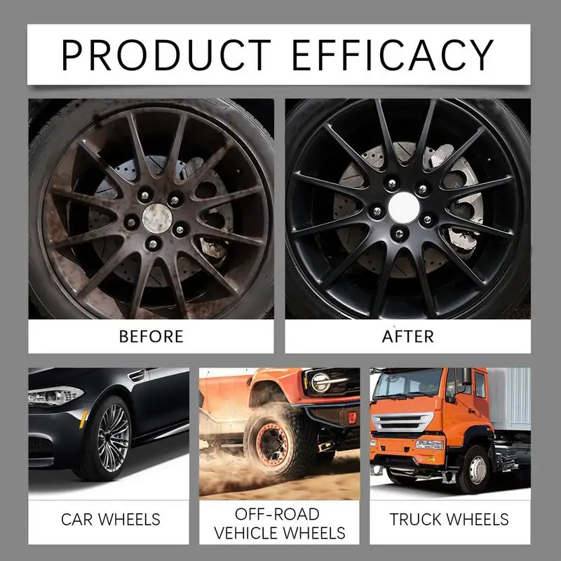 Car Tire Cleaner 120ml Auto Wheel Cleaning Spray Automotive Wheel Care Strong Cleaning Brake Dust Remover Car Detailing