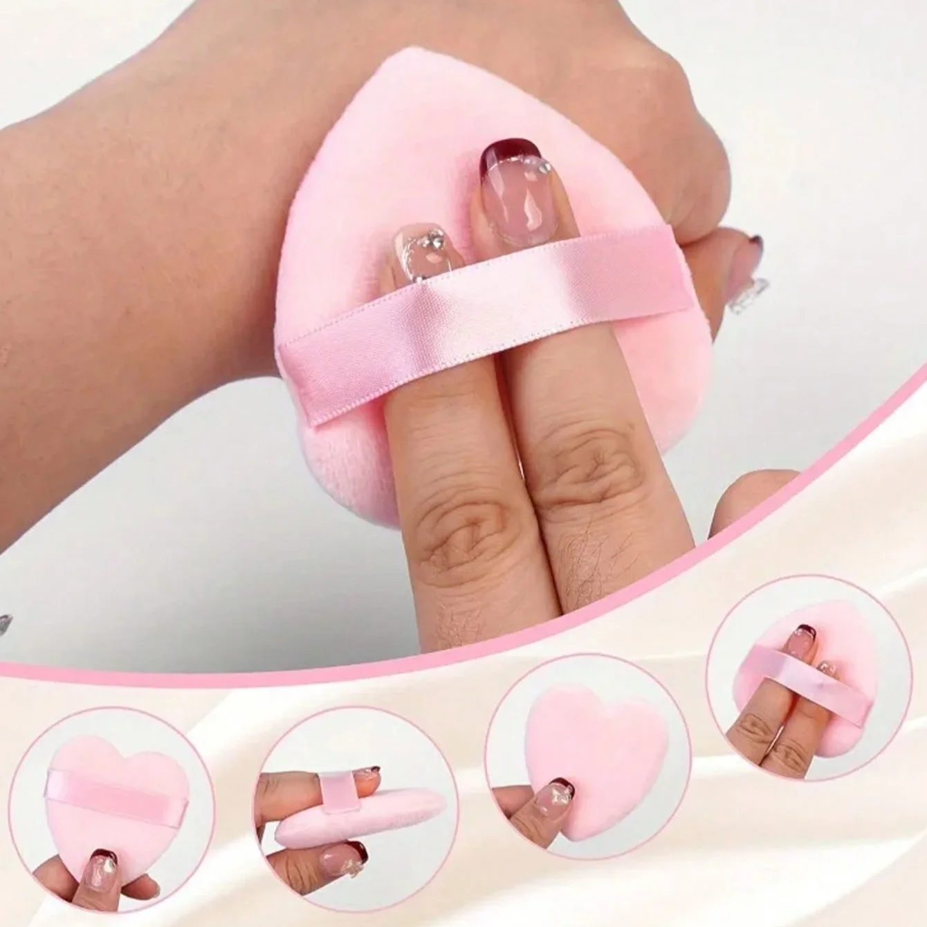 8pcs Heart-Shaped Makeup Sponge Puff,  Soft Crystal Velvet, Foam, Soft And Skin-Friendly Makeup, Portable Makeup Tool 3