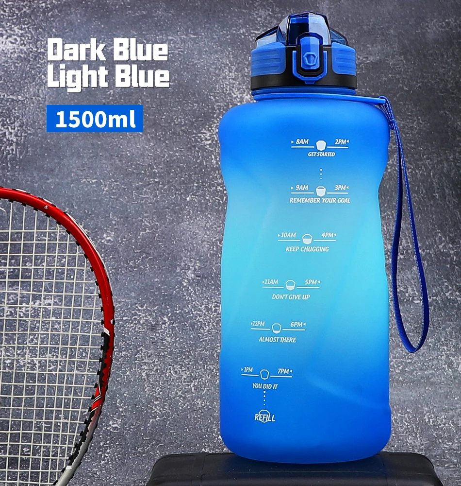 1500ML Sports Water Bottle Large Capacity Fitness With Scale Gradient Kettle Outdoor Plastic Portable Leakproof Water Bottle Sc9a25562cdd042a7872ec6953e0eeb68y