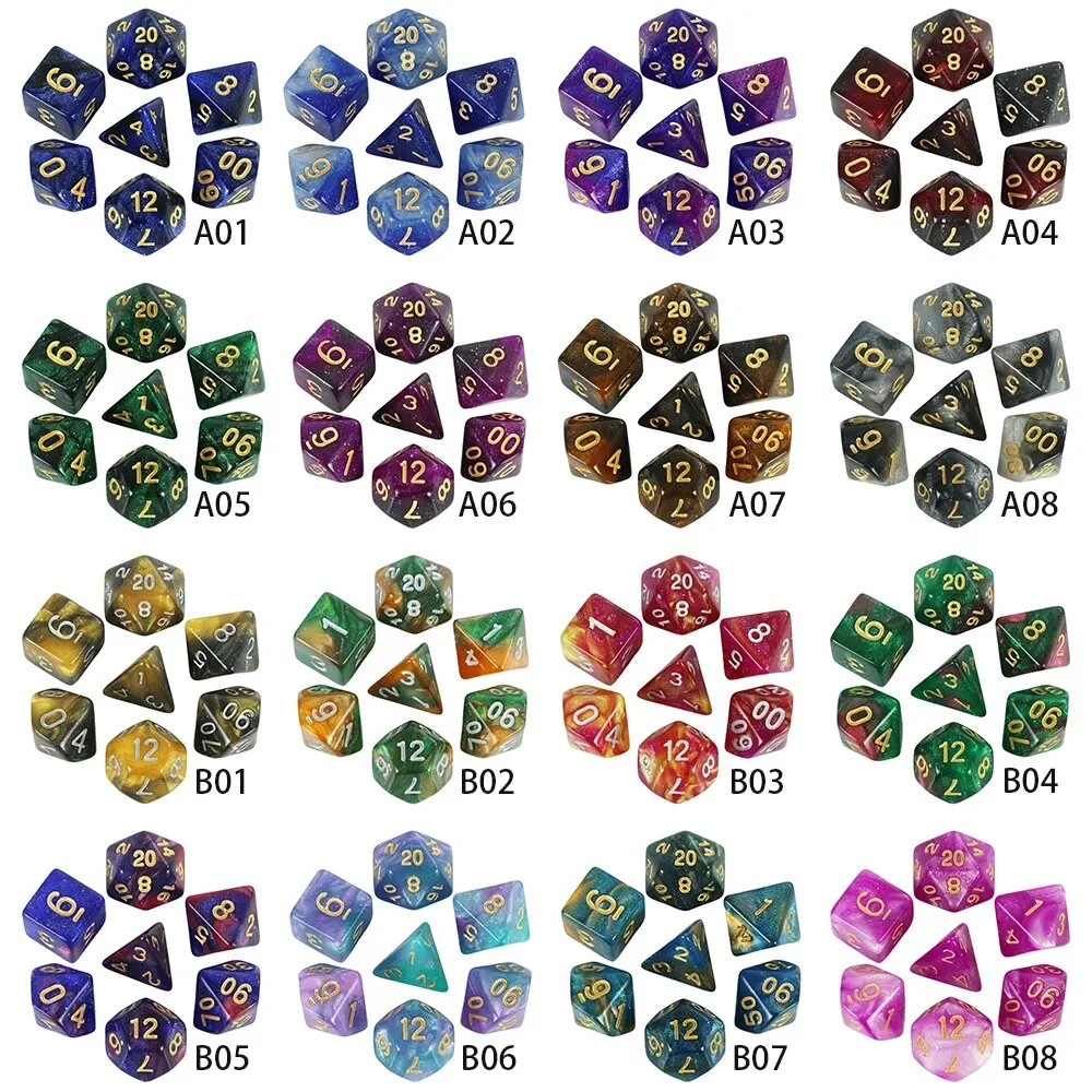 Dice Set Board Games Roll Dice Galaxy Theme Polyhedral Set Amazing Colourful Universe Effect For DND Accessories dice set