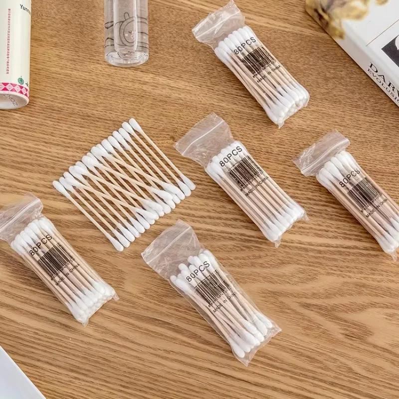 100pcs Colorful Safe Pure Cotton Swabs Baby Infant Dual Head Use Cleaning Makeup Cotton Swabs for Ear Nostril Cleaning