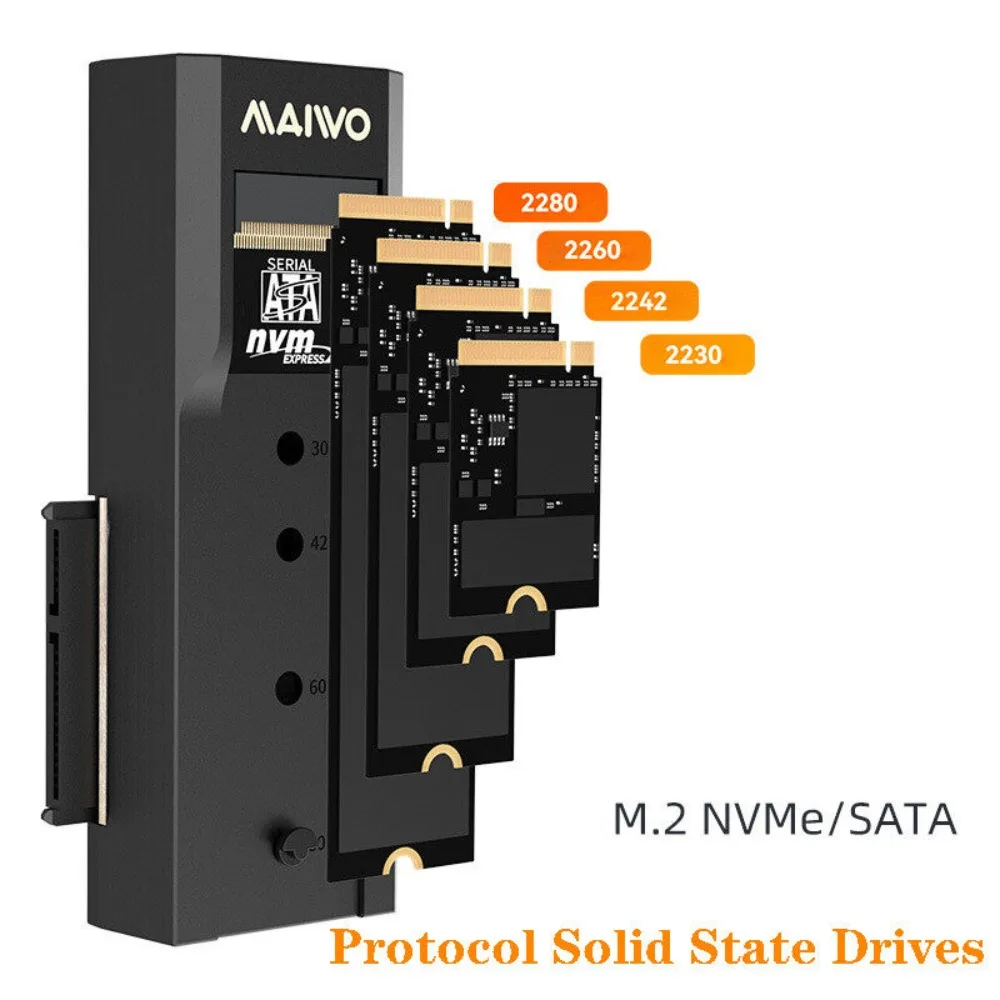 Maiwo-nvme Sata Dual Protocol Enclosure Docking Station 10gbps Tipo-c Dual-bay M.2 Ssd Case 2.5 in 3.5 in com Office Clone - Imagem 6